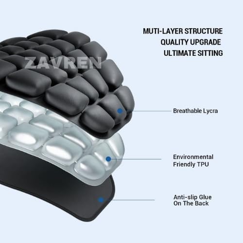 Ergonomic Air Seat Pillow with Built-in Inflator – Shock Absorbing Cushion for Motorcycles, Bikes, and Chairs – Pressure Relief for Prostate, Tailbone, and Hip Support – Portable & Breathable