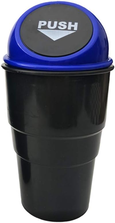 Mini Car Auto Garbage Trash Can Automotive Waste Storage Fits Cup Holder for Office Desk Trash Can (Blue)