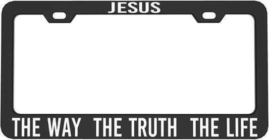Jesus License Plate Frames, The Way The Truth The Life License Plate Cover Holder, Christian Car Accessories, Aluminum Auto Tags Cover 2 Holes Screws 6 X 12 in