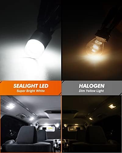 SEALIGHT 194 LED Bulbs 6000K White, License Plate Light 1000% Brightness W5W 168 2825 Car Interior Light Bulb Replacement for Dome Light, Map Light, T10 Courtesy Light, Pack of 4