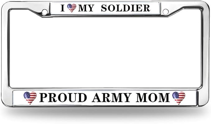 Proud Army Mom License Plate Frame Custom US Army USA Flag Scratch-Resistant License Plate Frame US Army Veteran
