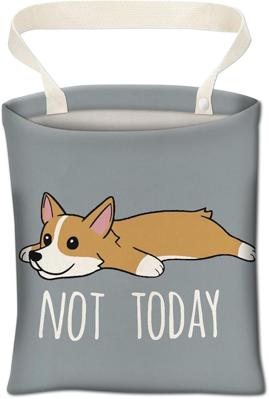 Cute Blue Corgi Car Trash Bag, Organizer & Storage, 5L, Anti-Slip, Painted, Rectangular, Whimsical/Cute, Car Trash Can