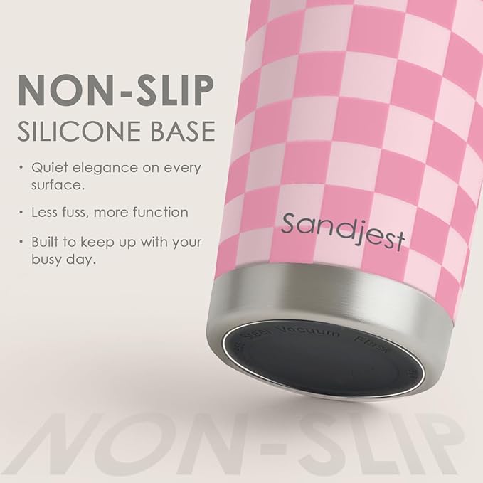 Checkered Tumbler 20oz Stainless Steel Insulated, Checker Travel Coffee Cup, Bow Gifts for Women Girls Teen, Birthday Christmas (Pink)
