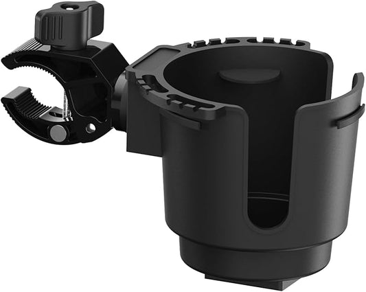 Cup Holder with 0.6"-1.5" Aluminum Clamp - Drink Holder for ATV, Motorcycle, Bike, Wheelchair, Golf Cart, Fits Maximum Diameter of 3.38 inches Bottles.