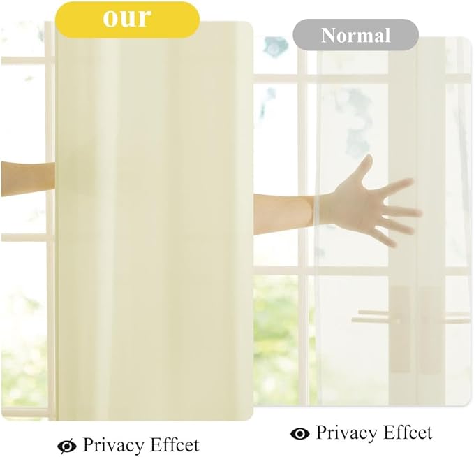 NICETOWN Non-See-Through Privacy Beige Sheer Curtains 72 inches Long 2 Panels, 52" Wide Grommet Window Curtains Drapes for Living Room Bedroom- Home Decoration Light Filtering Elegant Window Drapes