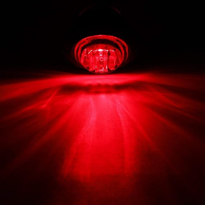 100Pcs 3/4 Inch Clear Lens Red 3 LED Marker lights, LED trailer Marker Light, LED Clearance Bullet Marker Light, Turn Signal Identification Indicator Light for Trailer Truck RV Car Bus Van