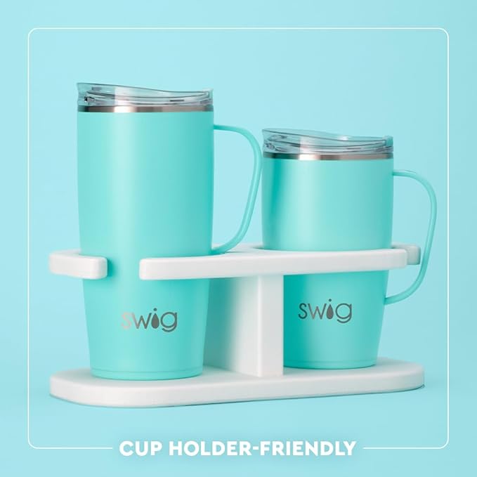 Swig Life 22oz Travel Mug, Insulated Tumbler with Handle and Lid, Cup Holder Friendly, Dishwasher Safe, Stainless Steel, Travel Coffee Cup, Insulated Mug with Lid (Moon Shine)