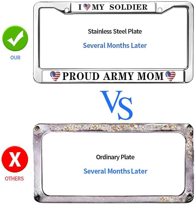 Proud Army Mom License Plate Frame Custom US Army USA Flag Scratch-Resistant License Plate Frame US Army Veteran