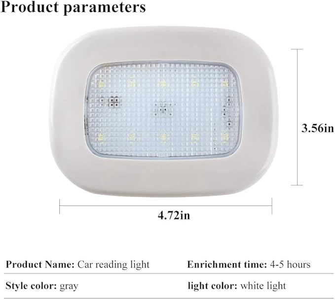 Teguangmei Auto Car Interior Ceiling Roof Dome Light Fixture with USB Rechargeable 10LEDs Press Switch Wireless Car Dome Lamp Universal for Car Truck Trailer Camper Motorhome Boat(White Light)