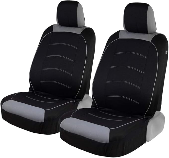 Motor Trend (2 Car Seat Covers for Front Seats with (2) Trimmable Car Floor Mats – Universal Fit Auto Accessories for Cars, Trucks, SUVs, Vans – Interior Protection and Vehicle Interior Shield Combo