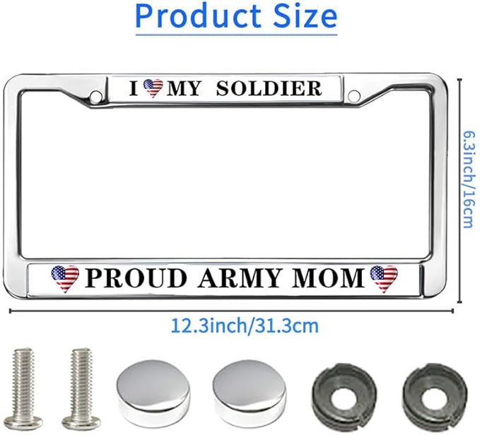 Proud Army Mom License Plate Frame Custom US Army USA Flag Scratch-Resistant License Plate Frame US Army Veteran