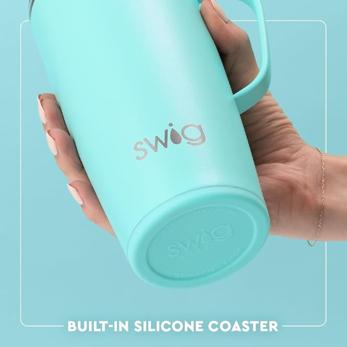 Swig Life 22oz Travel Mug, Insulated Tumbler with Handle and Lid, Cup Holder Friendly, Dishwasher Safe, Stainless Steel, Travel Coffee Cup, Insulated Mug with Lid (Golf Ball)