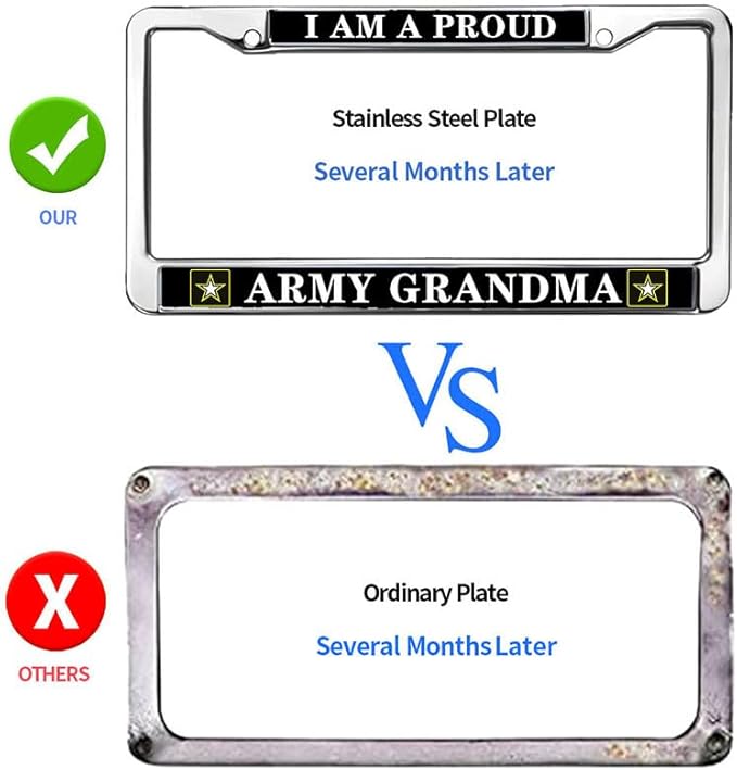 Proud Army Grandma License Plate Frame Custom US Army Support Fade-Resistant License Plate Frame Proud US Army Veteran License Plate Frame for Military