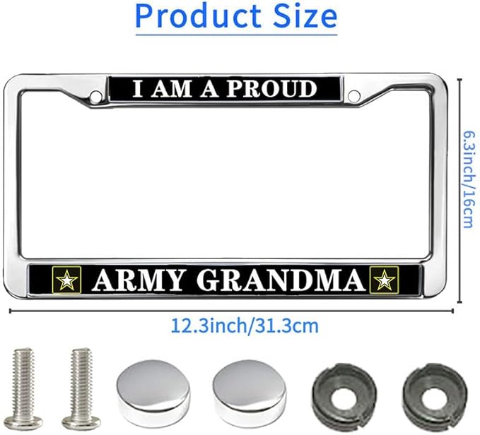 Proud Army Grandma License Plate Frame Custom US Army Support Fade-Resistant License Plate Frame Proud US Army Veteran License Plate Frame for Military
