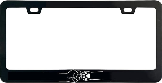 Human Hand Dog Cat Paw License Plate Frame, 12 X 6 Inch Black Stainless Steel Car Accessories for Women/Men, with 2 Holes & Screws