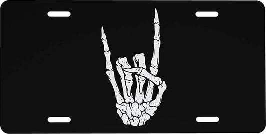 Front License Plate Skull Finger Love Vanity Plates Aluminum Metal Decorative Car Tag Novelty License Plate Cover for Men Women 6 * 12 in (4 Holes)