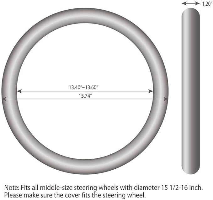 Elantrip Leather Large Steering Wheel Cover 15 1/2 to 16 inch Soft Grip Breathable for Car Truck SUV Jeep Anti Slip Black and Gray
