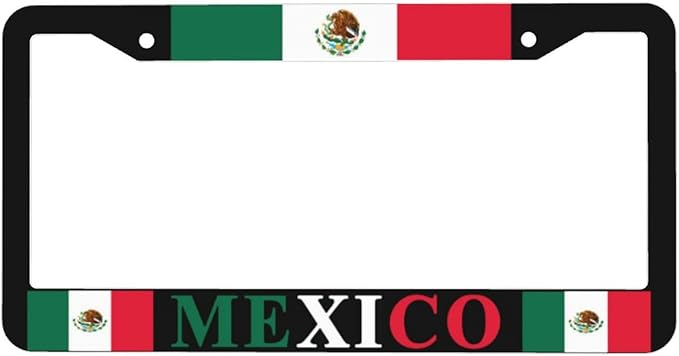 Mexican Flag License Plate Frames Personalized Flag Decoration Car Tags Aluminum Metal License Plate Covers Customized Mexican Flag License Plate Holders for Men and Women with Accessories 2 Holes