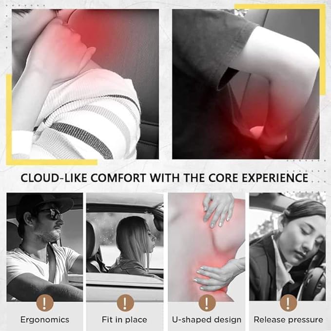 Memory Foam Car Headrest Pillow - Ergonomic Neck Support Cushion for Drivers & Passengers - Breathable Mesh Cover for Long Drives, Travel, Commuting (Black, 1-Pack)