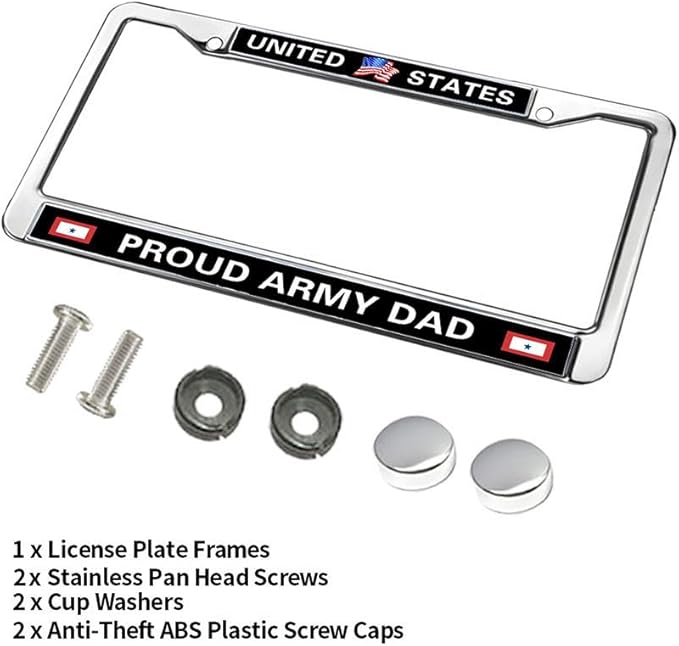 Proud Army Dad License Plate Frame Military US Army Pride Easy Installation License Plate Frame US Army