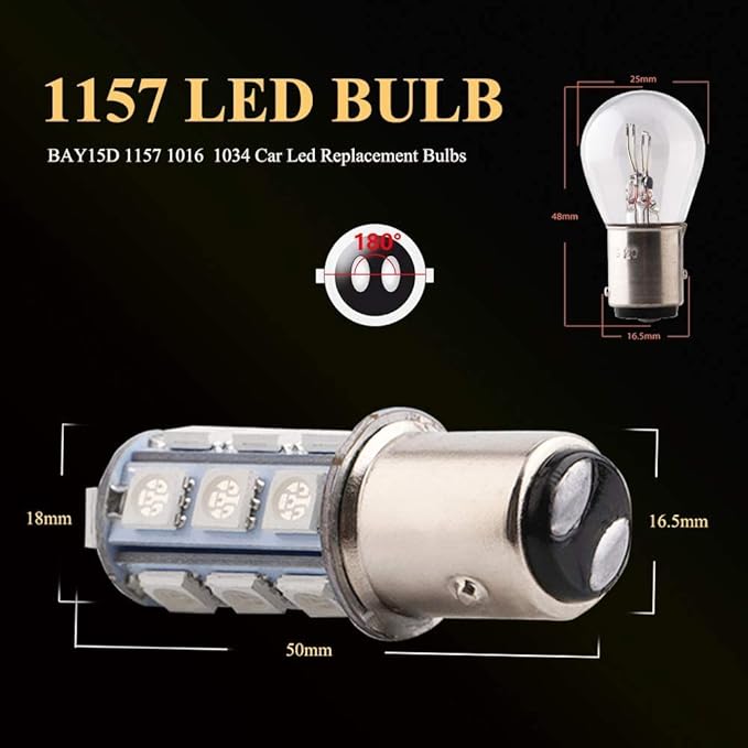 YM E-Bright Blue 1157 Led Bulb, 1016 1034 7528 BAY15D Base 18 SMD 5050 LED Replacement Bulb For RV SUV MPV Car Brake Light Backup Lamps DC 12V (Pack of 4)