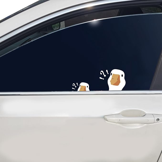 Cute Funny Cartoon Confused Goose Vinyl Sticker, 1 Small and 1 Big