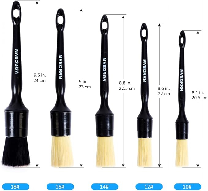 Boars Hair Ultra Soft Detailing Brushes Set, 4 Pcs Premium Natural Boars Bristles, 1 Pcs Duster Detail Brush for Cleaning Car Interior Dashboard Leather Seat