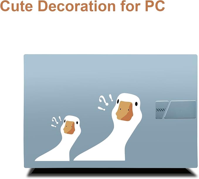 Cute Funny Cartoon Confused Goose Vinyl Sticker, 1 Small and 1 Big