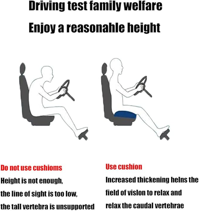 Adult Booster Seat Cushion/Car Seat Cushions for ShortPeople/Effectively Increase The Field of View by 12cm/4.7in,Back Fatigue Relief Adult Booster Chair Cushion Angle Lift Big Seat Cushion/Grey