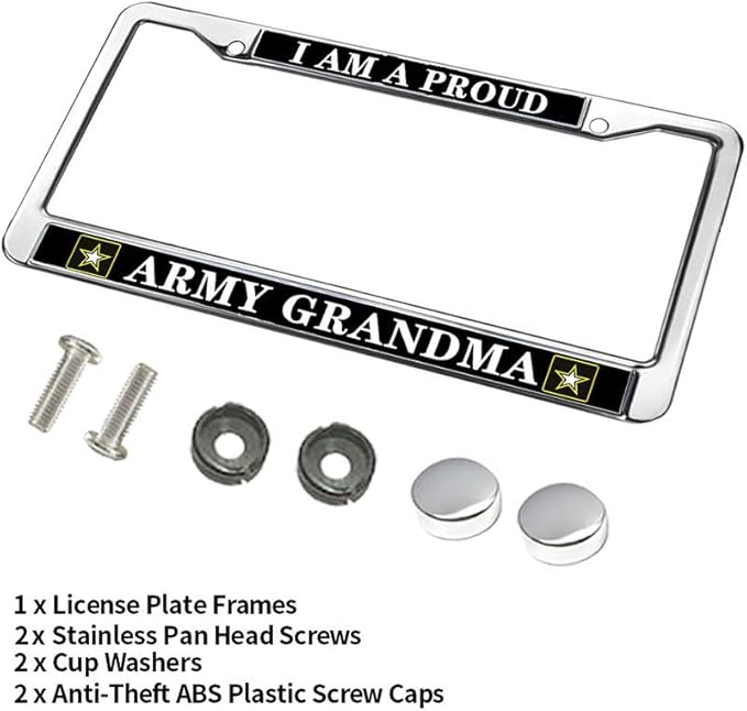 Proud Army Grandma License Plate Frame Custom US Army Support Fade-Resistant License Plate Frame Proud US Army Veteran License Plate Frame for Military