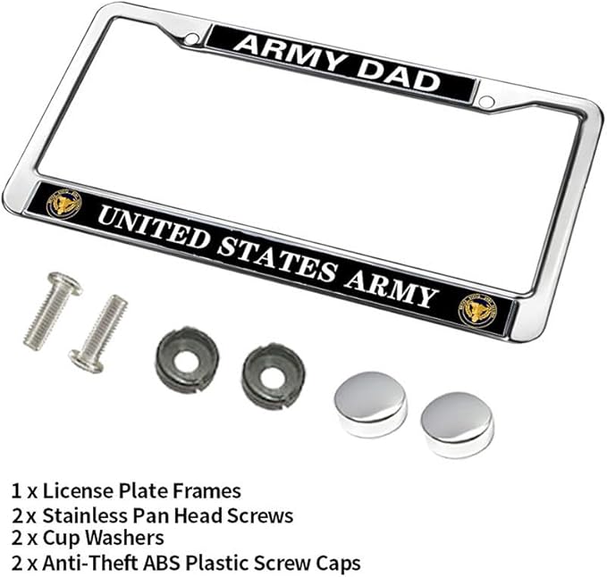 Proud Army Dad License Plate Frame Religious US Army Dad Gifts Scratch-Resistant License Plate Frame US Flag Army Dad License Plate Frame for Police