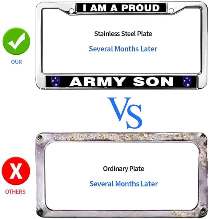 Proud Army Son License Plate Frame US Army Pride Rust-Proof License Plate Frame United States Army