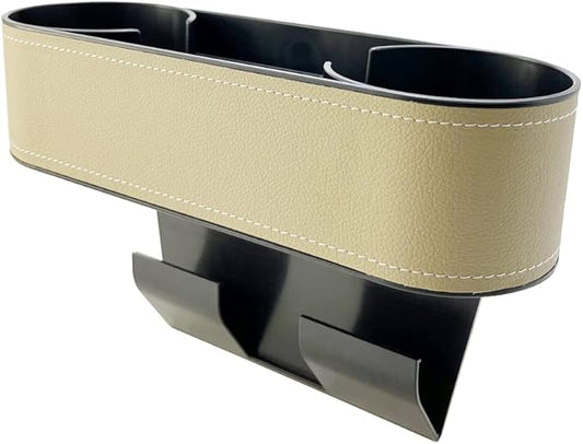 Cup Holder for Car Seat Gap Organizer, Multifunctional Cup Drink Holders with PU Leather Cover,Side Insert Center Console Gap Filler Storage Box for Mug Bottle CellPhones Keys Coffee Coasters