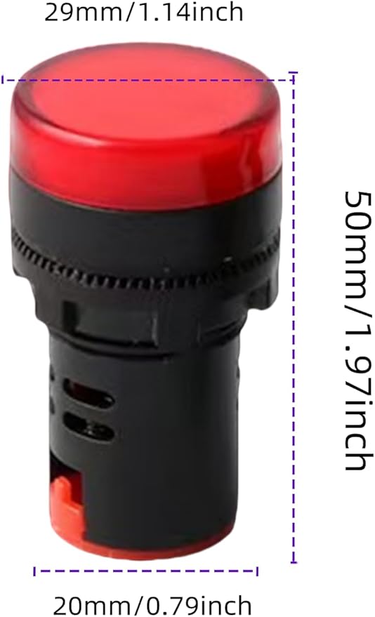 110V 20mA Energy Saving LED Indicator Light Mounting Hole Size 22mm (7/8 Inch) Red Green Yellow 6 Pcs