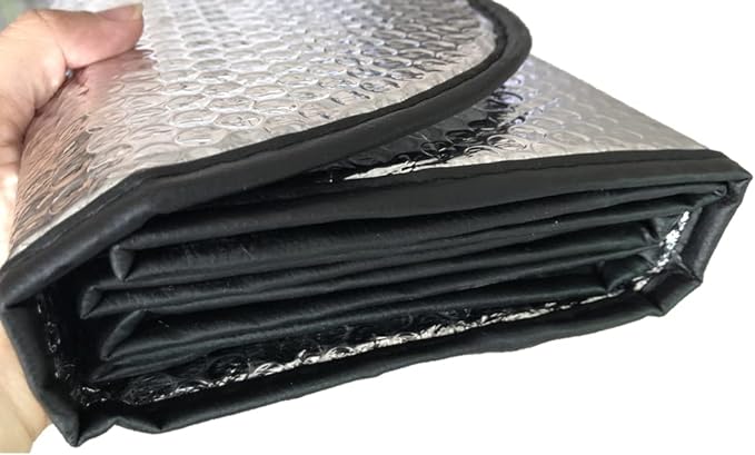 Car Windshield Sunshade-Thicken 5-Layer Bubble Block Heat and Sun UV Rays,Front Windshield Sun Shade- Keeps Your Vehicle Cool - 58 x 27.5 Inch (Sliver)