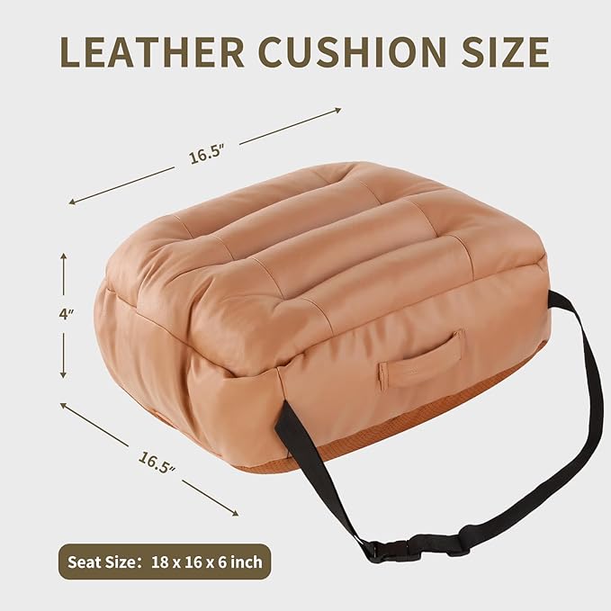 6 inch Extra Thick Seat Cushion, Technology Leather Chair Cushions for Office, Adult Booster Seat with Waterproof and Breathable, Suit for Car Seat, Desk Chair, 18 x 16 x 6 inch, Brown