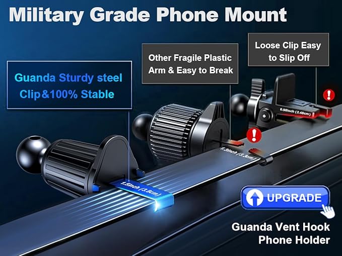 Upgraded Phone Holders for Your Car, Universal Cell Phone Mount Holder, Hands Free Automobile Mobile Phone Stand, 360° Adjustable Air Vent Cradles Car Accessories for iPhone and Smartphone