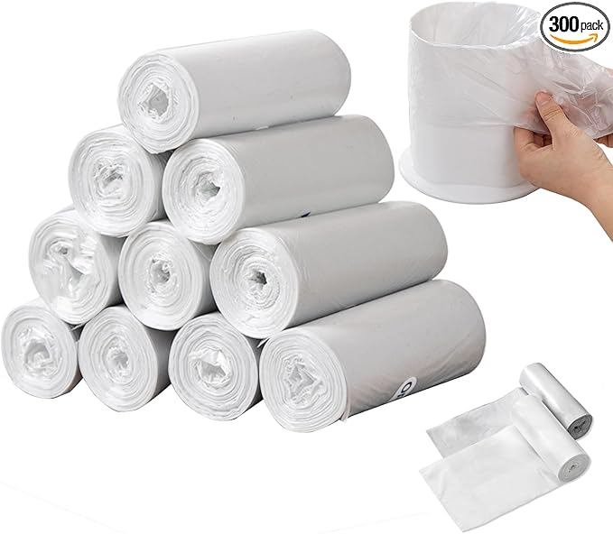 Mini Strong Trash Bags, 0.5 Gal Small Garbage Bags for Desktop Mini Trash Can, 300 Counts, White