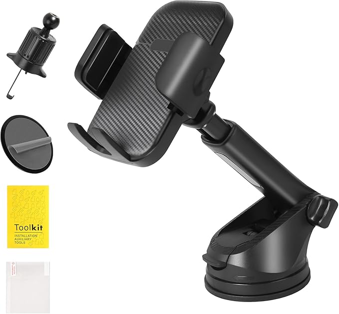 360° 3-in-1 Car Phone Mount – Dashboard, Windshield & Vent Mount with Super Strong Hold, Phone Holders for Your car Suitable for Apple and Android Smartphones.