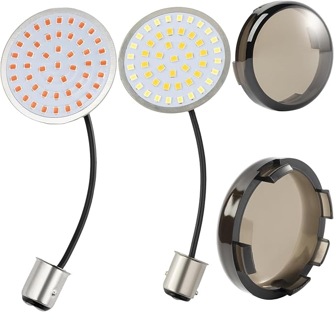 1157 LED Turn Signal Lights Front and Rear with 2 Inch Smoked Lens Cover, Compatible with Harley Street Glide, Road Glide, Sportster, Dyna, Softail, Iron 883, Touring (1986-2025)