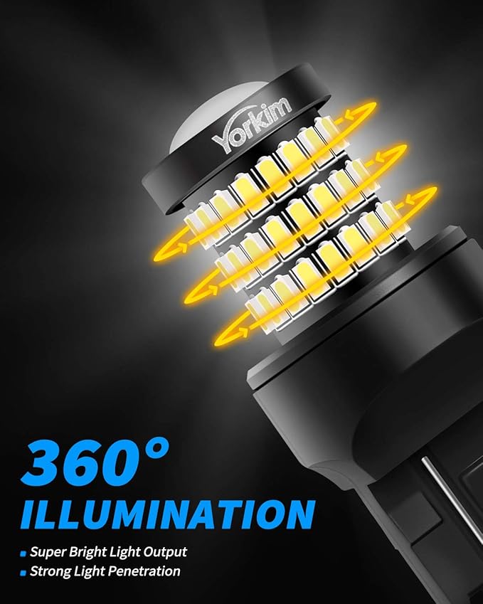 Yorkim Ultra Bright 7440 Led Bulb White T20 Led Bulb 7441 7443 7444 W21W Led for Backup Reverse Brake Light, Tail Light, Turn Signal Light Pack of 2 - White