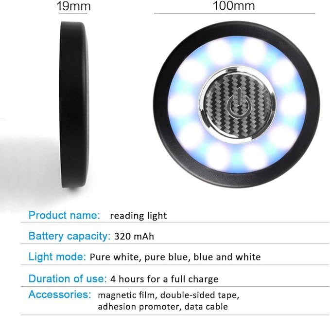 Teguangmei Auto Car Interior Ceiling Roof Dome Light Fixture with USB Rechargeable 20LED Car Dome Lamp Universal for Car Truck Trailer Camper Motorhome Boat(White Blue Light)