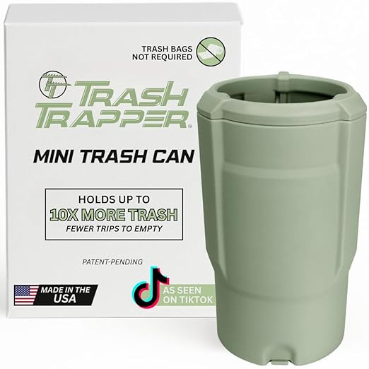 Cup Holder Trash Can for Car – Patent-Pending Trash Compaction - Up to 10x More Trash to Save You Time - Portable Trash Can for Car, Stroller, Backpacks, and Beyond, Mint