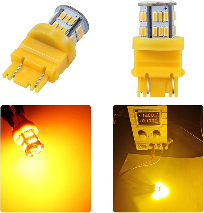 10 Packs LED Light Bulbs Super Bright 3157 3156 3057 4057 4157 for Cars 12V Non-Polarity 39-SMD LED Chipsets with Projector for Turn Signal Lights Taillights Replacement(Amber)