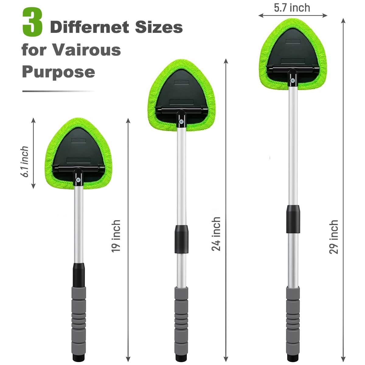 XINDELL Windshield Cleaner Tool – Car Interior Window Cleaning Kit with Extendable Handle & 4 Microfiber Pads, Auto Washing Brush for Car, Trucks, SUVs, RVs & Home Windows