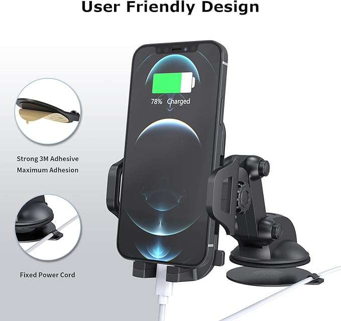 Esoulk 360° Rotating Windshield & Dashboard Car Phone Holder – Strong Suction Cup, Adjustable Long Arm, Secure Grip, Compatible with iPhone, Samsung, Android, GPS – Stable, Durable & Easy to Install