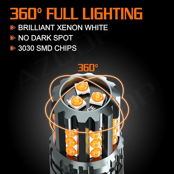 Yellow 3157 LED Turn Signal Bulbs for Ford F150 F250 F350 Super Duty 1999-2006 2007 2008 2009 2010 2011 2012 2013 2014, 3156 3056 3057 Blinker Lights, 300% Brightness 3000K Amber, Plug and Play, 2PCS