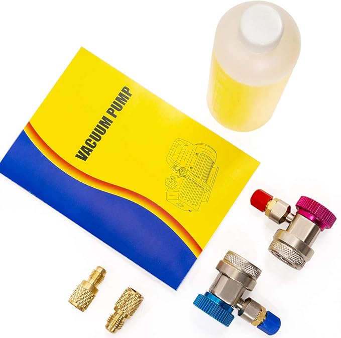 XtremepowerUS HVAC Air Vacuum Pump 3CFM 1/4HP (R134a R12 R22 R410a) A/C Refrigeration AC Manifold Gauge R134 Can-Tap Included Carrying Tote