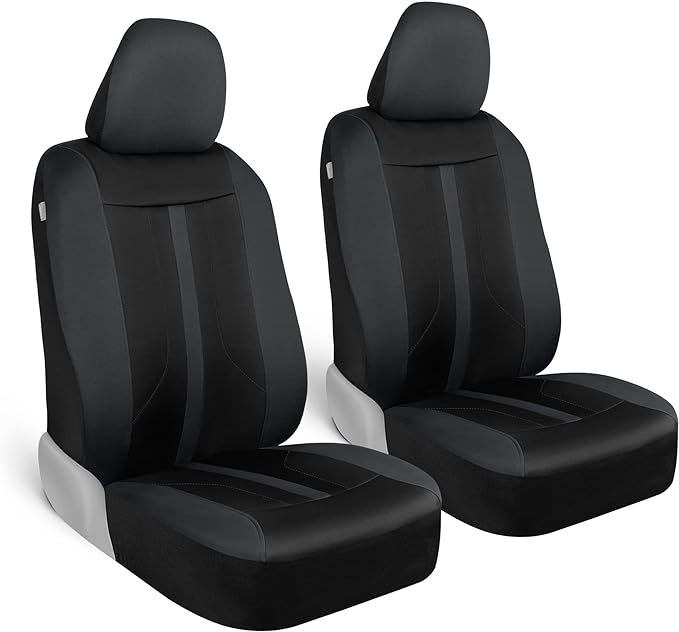 Motor Trend (2 Car Seat Covers for Front Seats with (2) Trimmable Car Floor Mats – Universal Fit Auto Accessories for Cars, Trucks, SUVs, Vans – Interior Protection and Vehicle Interior Shield Combo