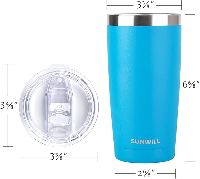 SUNWILL Travel Coffee Tumbler 20 oz, Insulated Mug with Lid, Stainless Steel Cup for Outdoor, Powder Coated Royal Blue